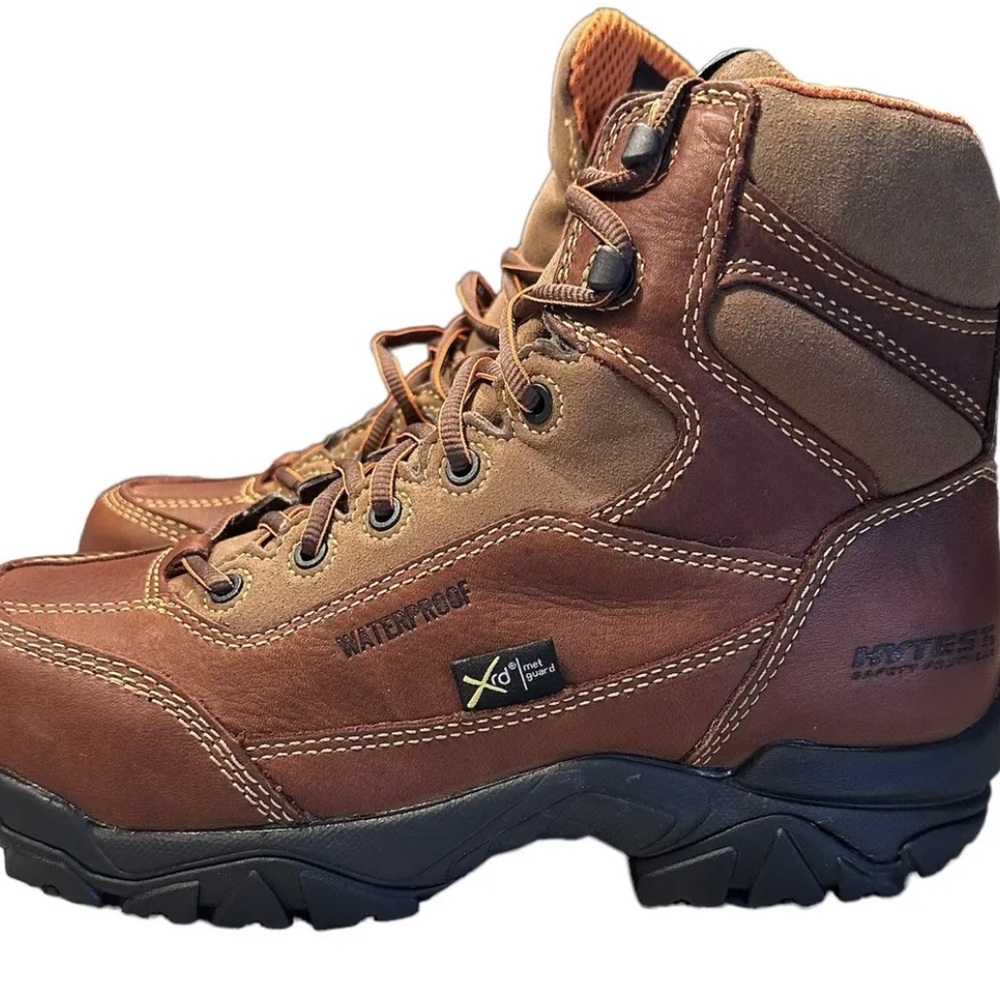 Hytest  Safety Boots Size 8 M Steel Toe Lace Up Brown Leather Waterproof Men’s